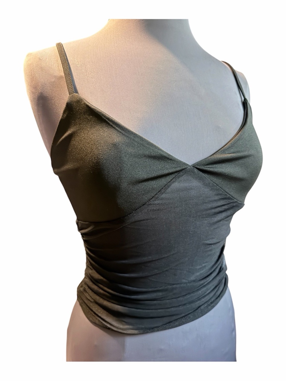 Y2K Black Ruched Mesh Overlay Camisole Top - Going Out Night Cami